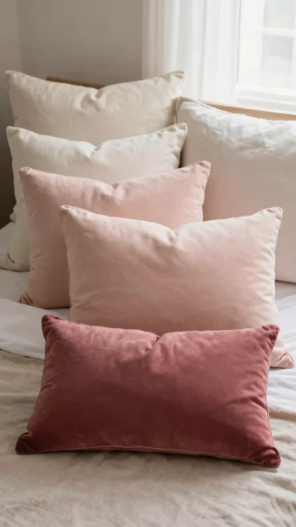 13 Bed Pillow Ideas for a Hotel-Worthy Layered Sleep Setup - 3. Emphasize Color Gradients 1