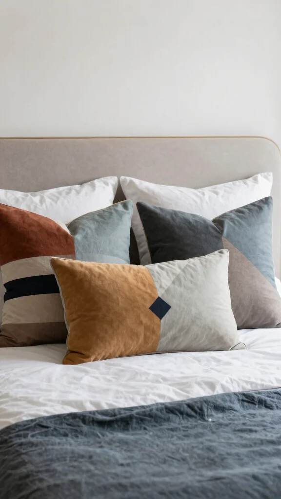 13 Bed Pillow Ideas for a Hotel-Worthy Layered Sleep Setup - 6. Artistic Geometry 1