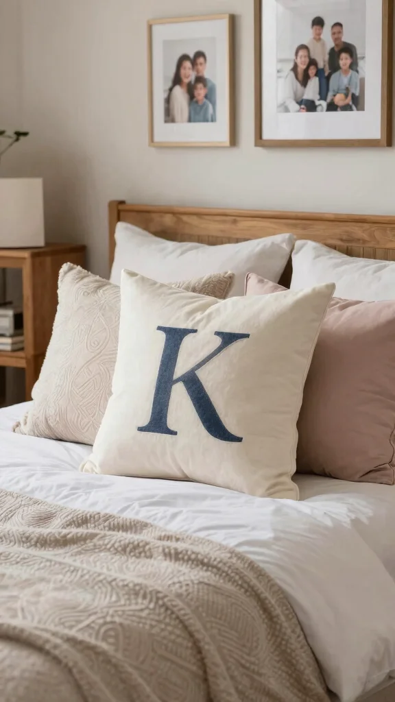13 Bedroom Pillow Ideas for a Cozy Styled Sleep Space - 11. Personalized Pillows for a Unique Touch 1