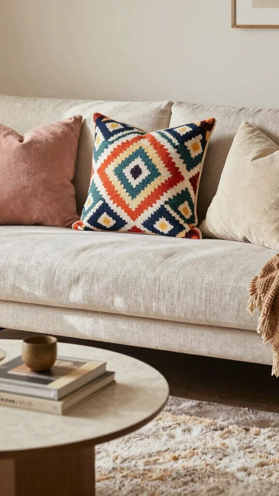13 Couch Pillow Arrangement Ideas That Look Curated and Effortless - 4. The Statement Pillow 1