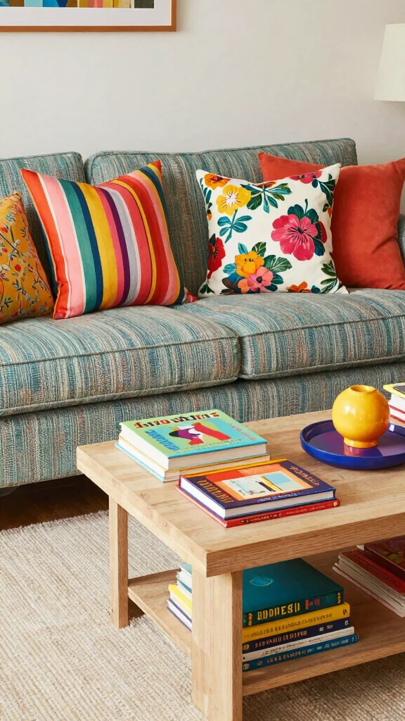 13 Couch Pillow Arrangement Ideas That Look Curated and Effortless - 6. Playful Patterns 1