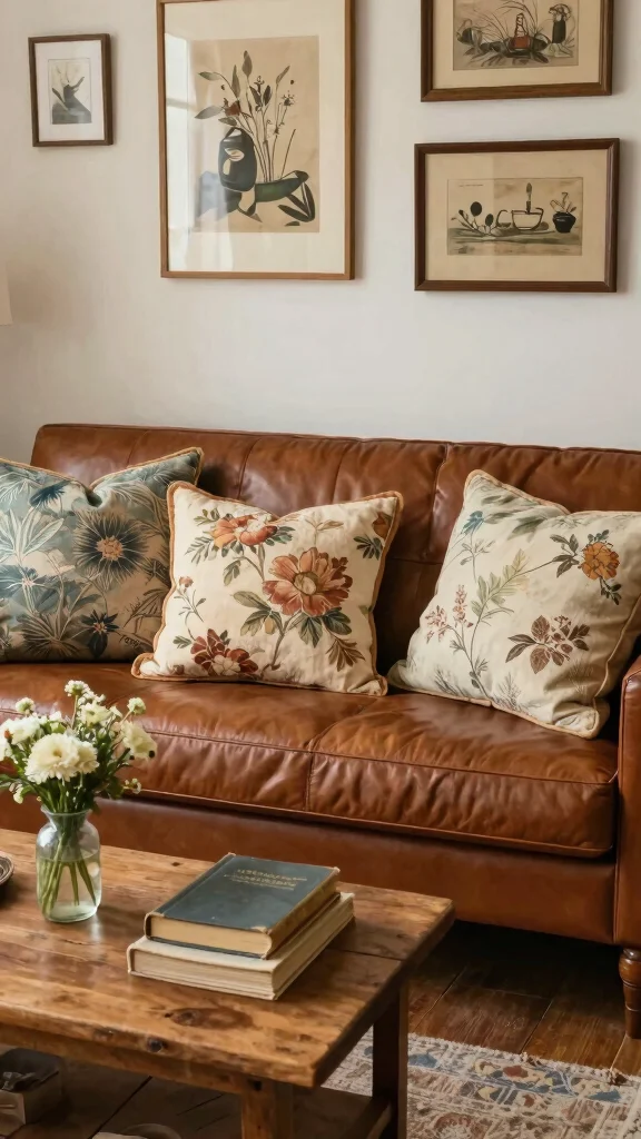 13 Living Room Pillow Ideas for Color, Texture, and Personality - 10. Vintage Finds 1