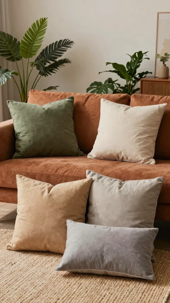 13 Living Room Pillow Ideas for Color, Texture, and Personality - 5. Earthy Tone Palettes 1