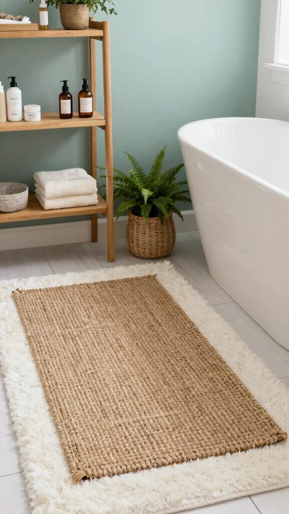 13 Non-Slip Bathroom Rug Ideas for Safety and Style on Any Floor - 2. Chic Jute Rugs 1
