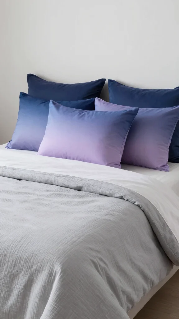 13 Patterned Pillow Ideas for a Bold Eye-Catching Couch or Bed Display - 11. Ombre Patterns for Gradient Appeal 1