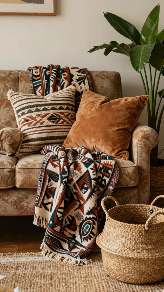13 Patterned Pillow Ideas for a Bold Eye-Catching Couch or Bed Display - 3. Tribal-Inspired Textures 1