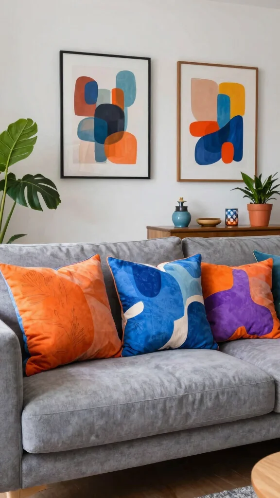 13 Patterned Pillow Ideas for a Bold Eye-Catching Couch or Bed Display - 9. Abstract Artsy Designs 1
