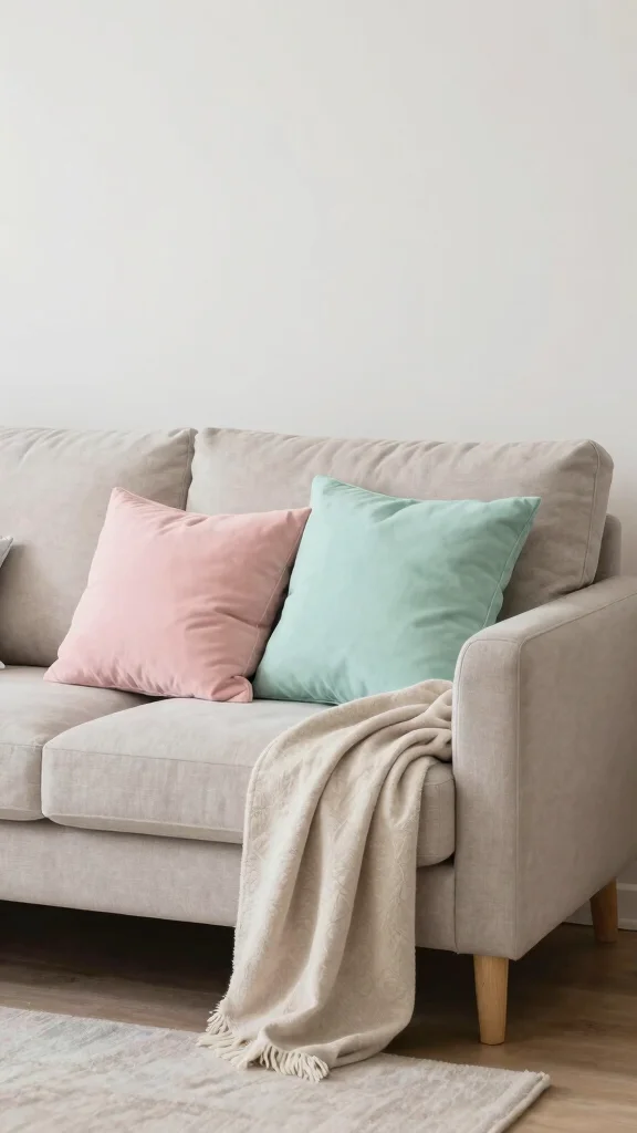 13 Pillow and Throw Combo Ideas for a Cozy Cohesive Living Space - 11. Soft Pastel Serenity 1