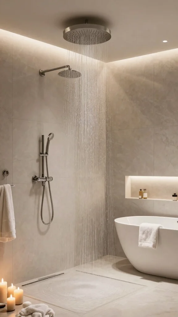 13 Rain Shower Head Ideas for a Spa-Like Rainfall Experience at Home - 3. Statement Piece – Oversized Round Rain Shower Heads 1