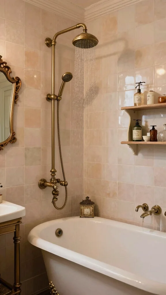13 Rain Shower Head Ideas for a Spa-Like Rainfall Experience at Home - 4. Vintage Charm – Antique-Style Rain Shower Heads 1