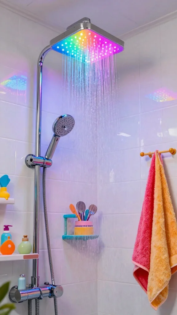13 Rain Shower Head Ideas for a Spa-Like Rainfall Experience at Home - 5. Colorful Dreams – LED Rain Shower Heads 1