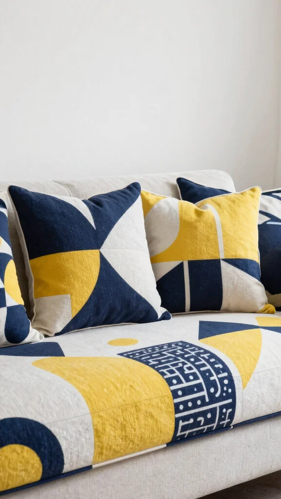 14 Couch Pillow Ideas for a Styled Comfortable Living Room - 10. Geometric Print Pillows 1