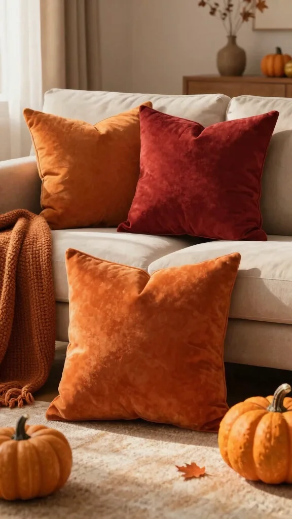 14 Couch Pillow Ideas for a Styled Comfortable Living Room - 11. Seasonal Decor Pillows 1