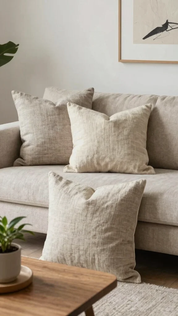 14 Couch Pillow Ideas for a Styled Comfortable Living Room - 3. Natural Linen Pillows 1