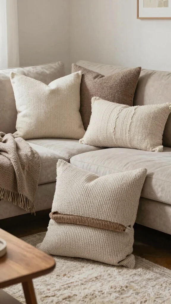14 Couch Pillow Ideas for a Styled Comfortable Living Room - 9. Textured Knit Pillows 1