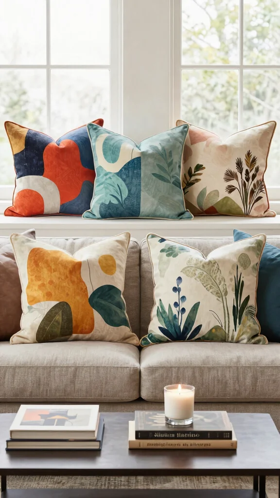 14 Decorative Pillow Ideas for Every Style Room and Color Palette - 7. Artistic Prints and Patterns 1