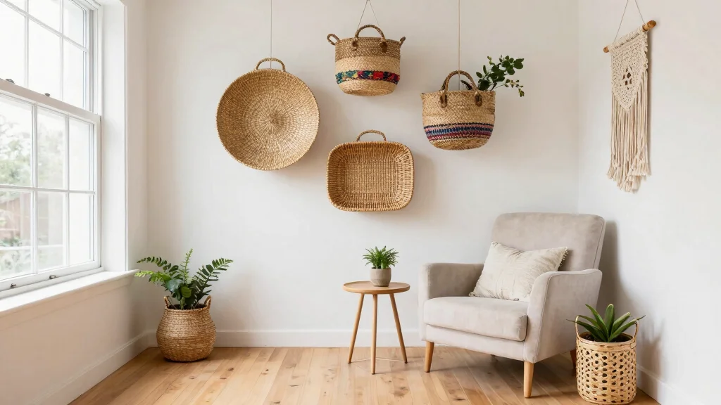 14 Four Basket Woven Wall Display Ideas for a Layered Textured Look - marketfurniture.blog